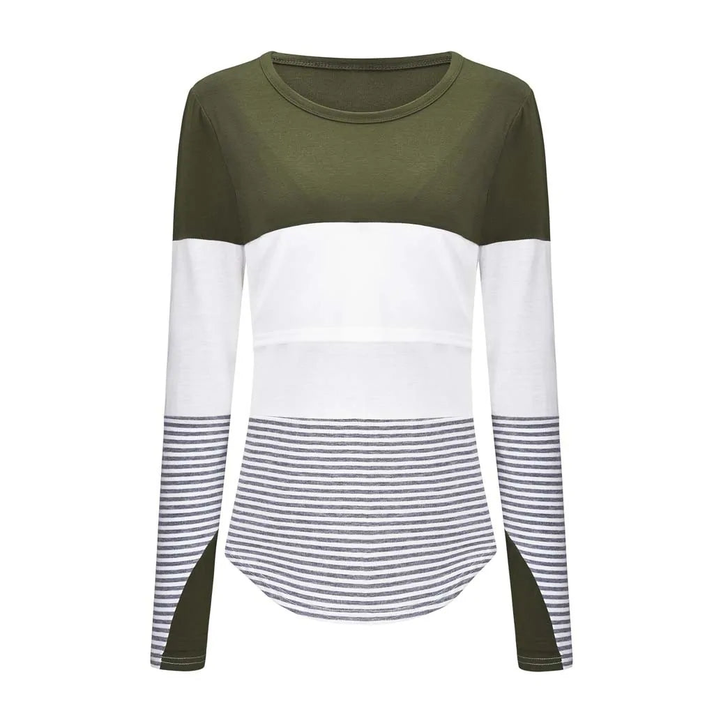 Long Sleeve Striped Nursing Top