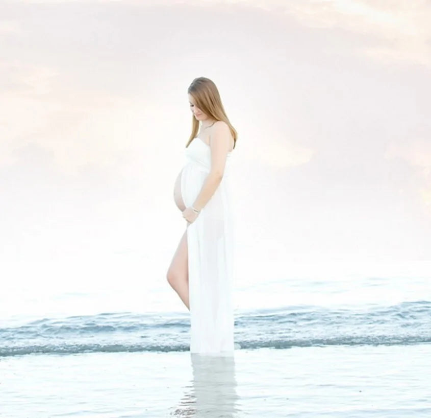 Maternity Chiffon Off The Shoulder Dress