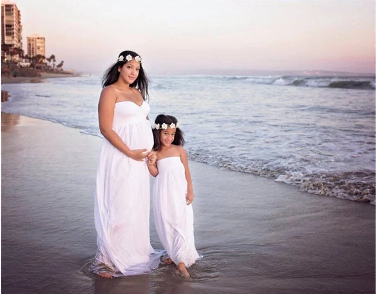 Maternity Chiffon Off The Shoulder Dress