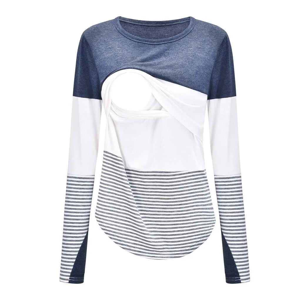 Long Sleeve Striped Nursing Top