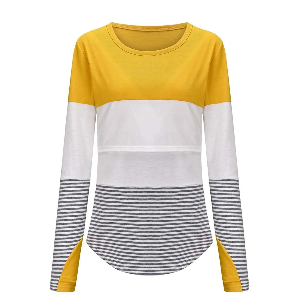 Long Sleeve Striped Nursing Top