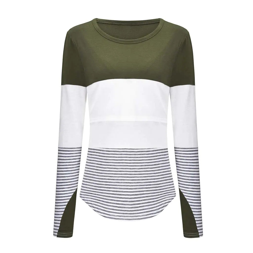 Long Sleeve Striped Nursing Top
