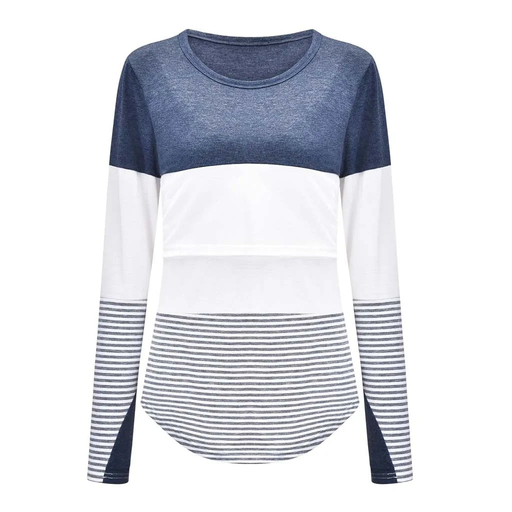 Long Sleeve Striped Nursing Top